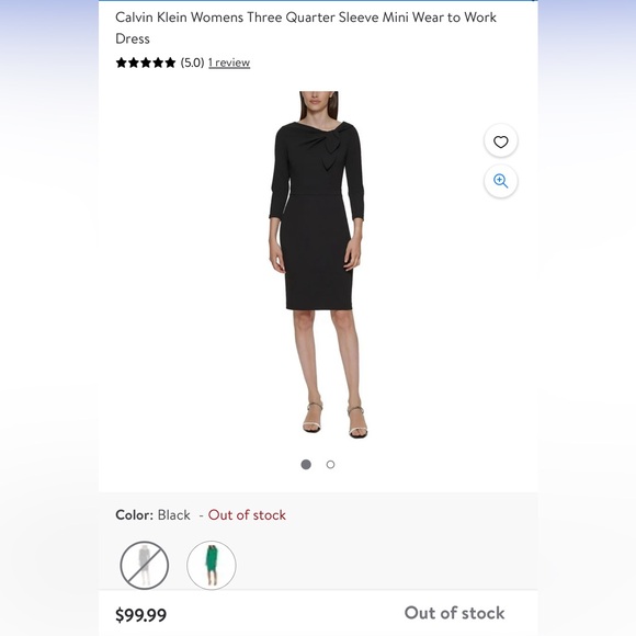 Calvin Klein Womens Three Quarter Sleeve Mini Wear to Work Dress - Picture 2 of 3